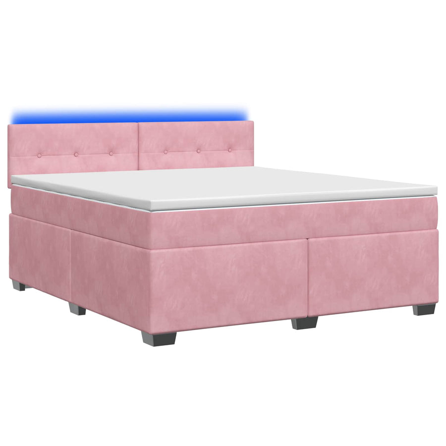 Boxspring Bed met Matras en LED Roze 140 x 200 cm fluweel