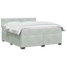 Boxspring Bed met Matras en LED Lichtgrijs 160 x 200 cm fluweel