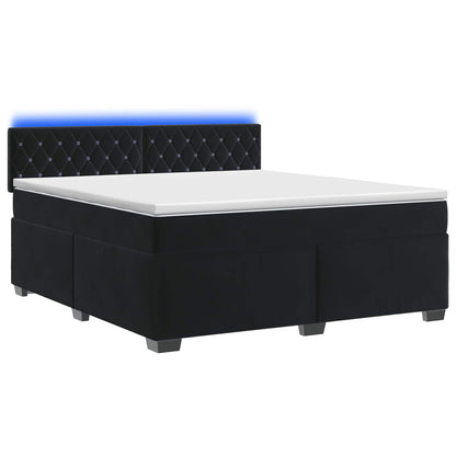 Boxspring Bed met Matras en LED Zwart 160 x 200 cm fluweel