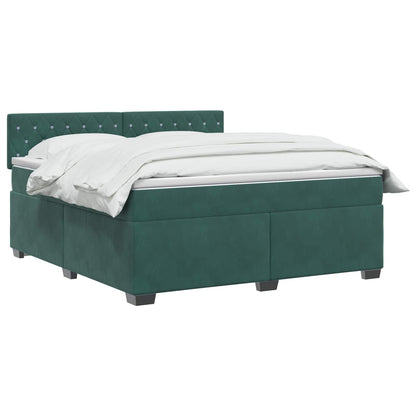 Boxspring Bed met Matras en LED Donkergroen 160 x 200 cm