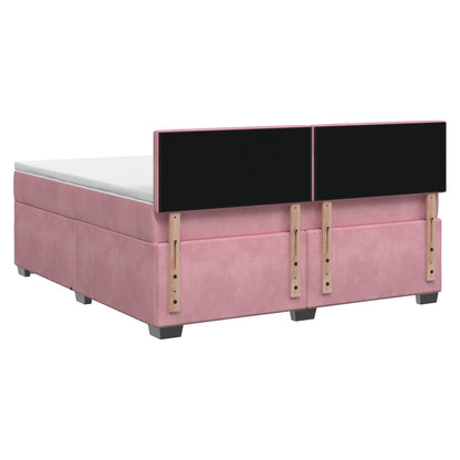 Boxspring Bed met Matras en LED Roze 160 x 200 cm fluweel