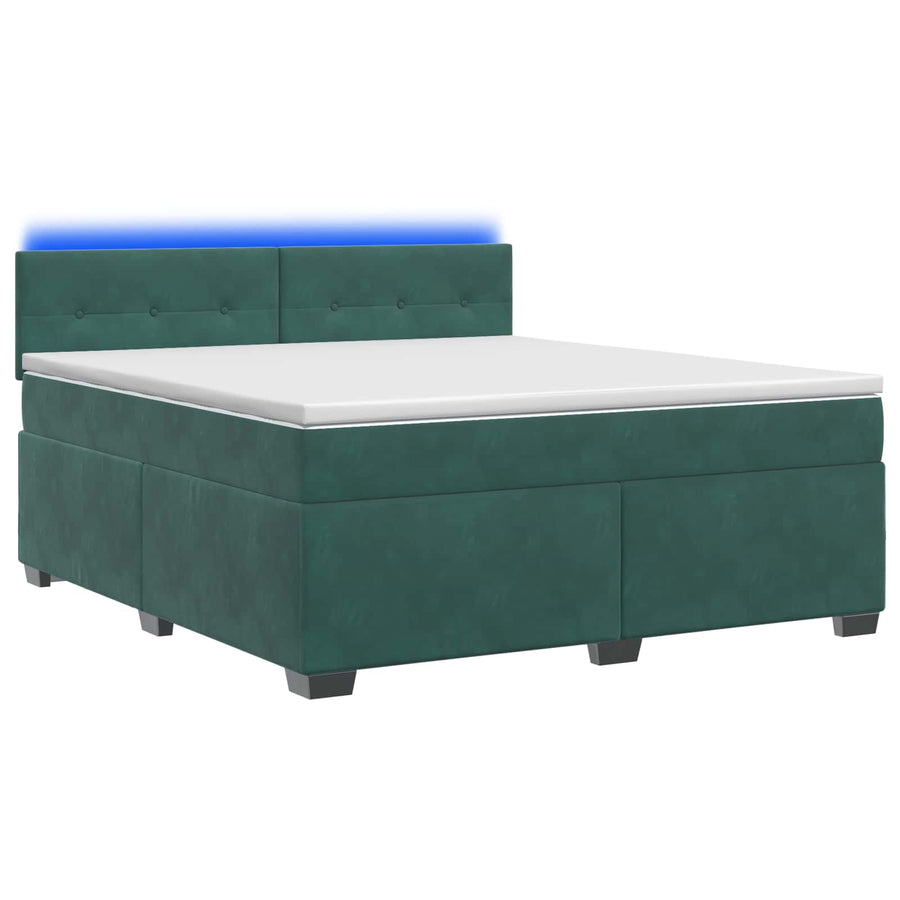Boxspring Bed met Matras en LED Donkergroen 160 x 200 cm