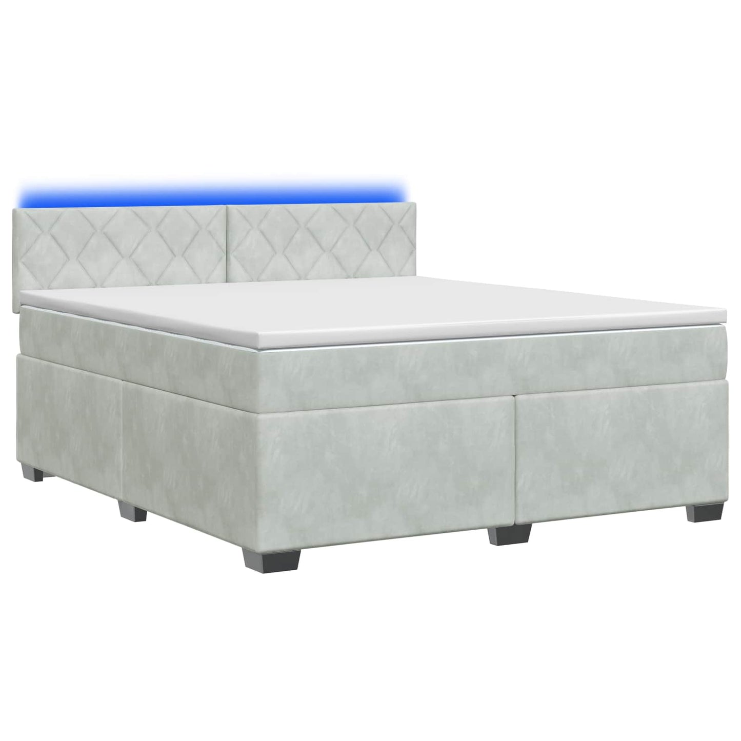 Boxspring Bed met Matras en LED Lichtgrijs 160 x 200 cm fluweel