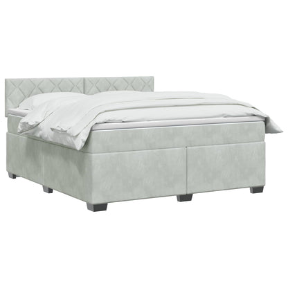 Boxspring Bed met Matras en LED Lichtgrijs 160 x 200 cm fluweel