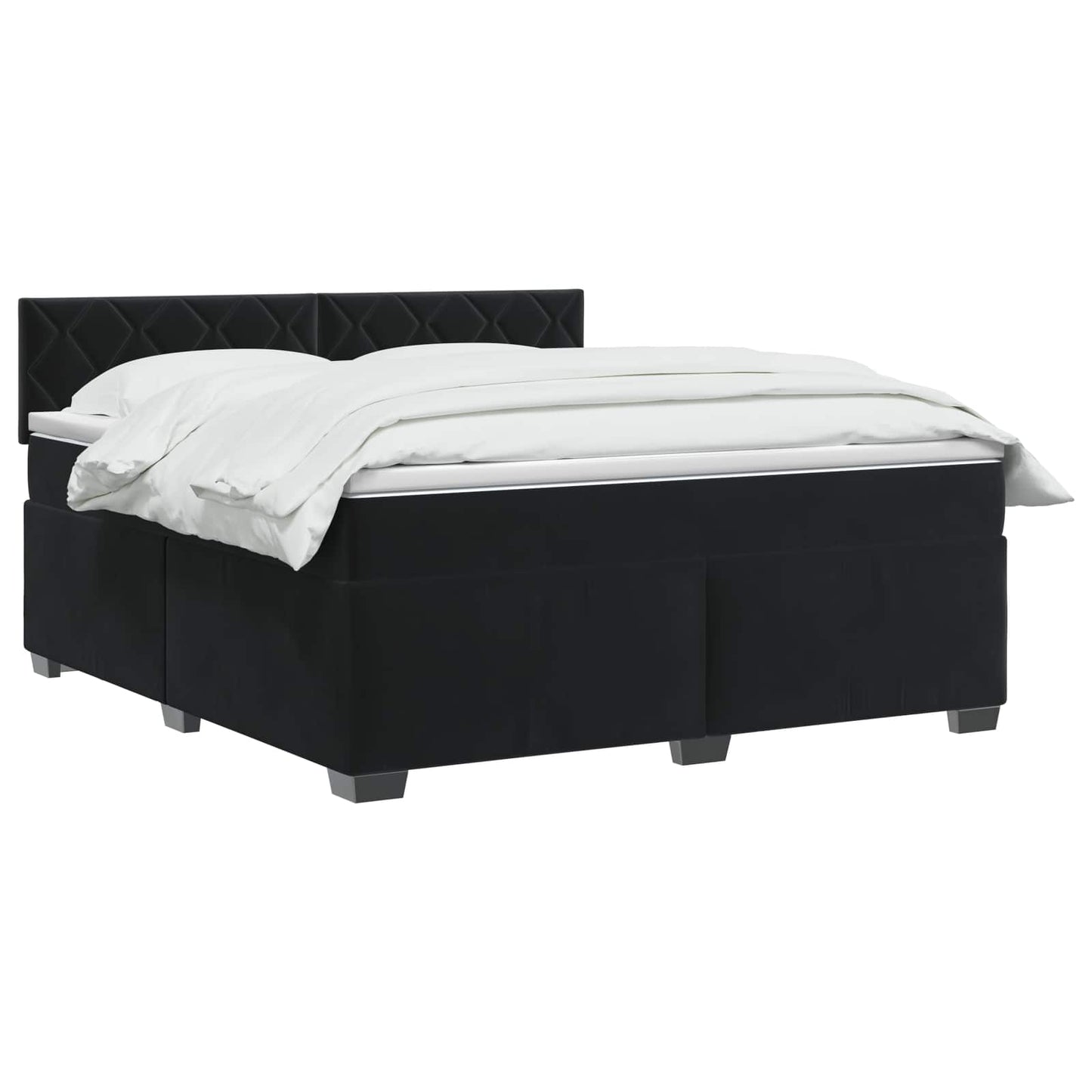 Boxspring Bed met Matras en LED Zwart 160 x 200 cm fluweel