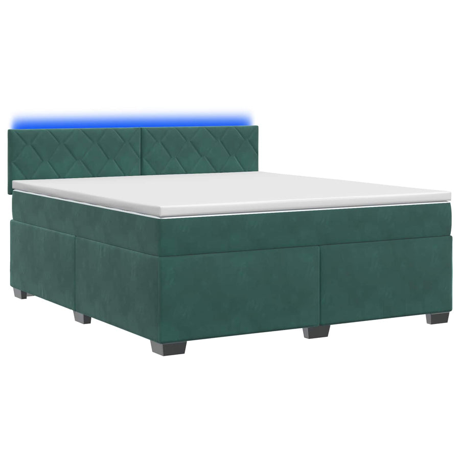 Boxspring Bed met Matras en LED Donkergroen 160 x 200 cm