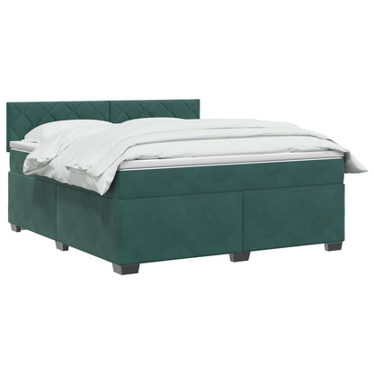 Boxspring Bed met Matras en LED Donkergroen 160 x 200 cm