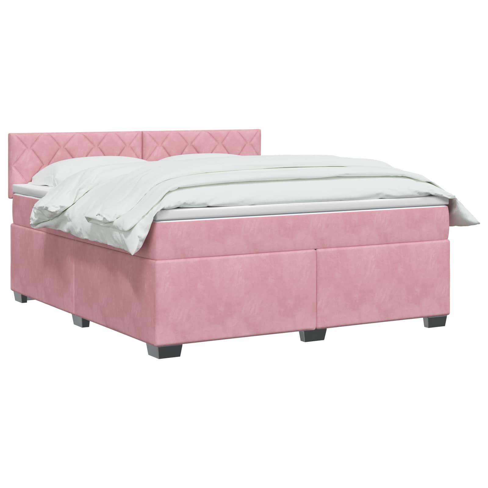 Boxspring Bed met Matras en LED Roze 160 x 200 cm fluweel