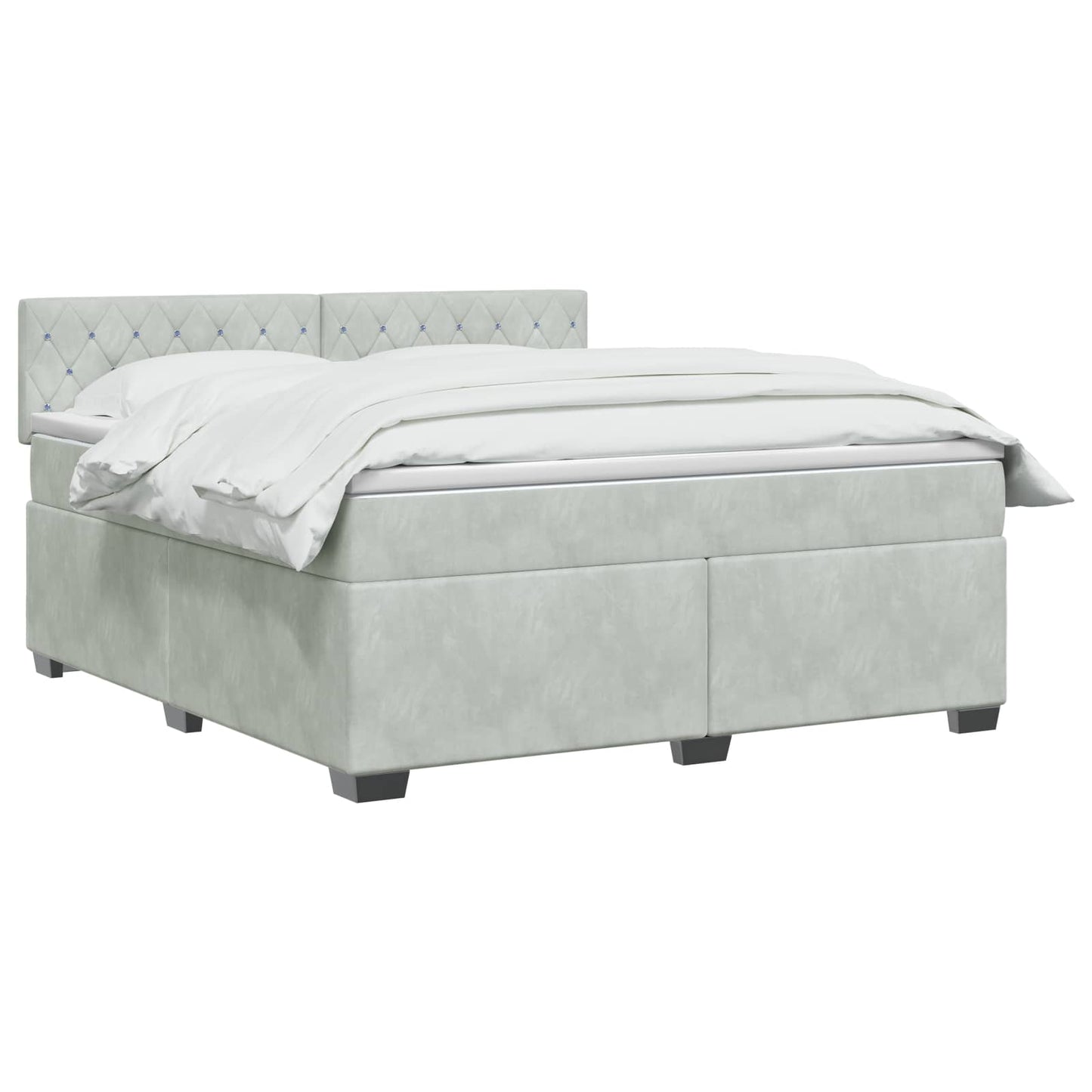 Boxspring Bed met Matras en LED Lichtgrijs 180 x 200 cm fluweel