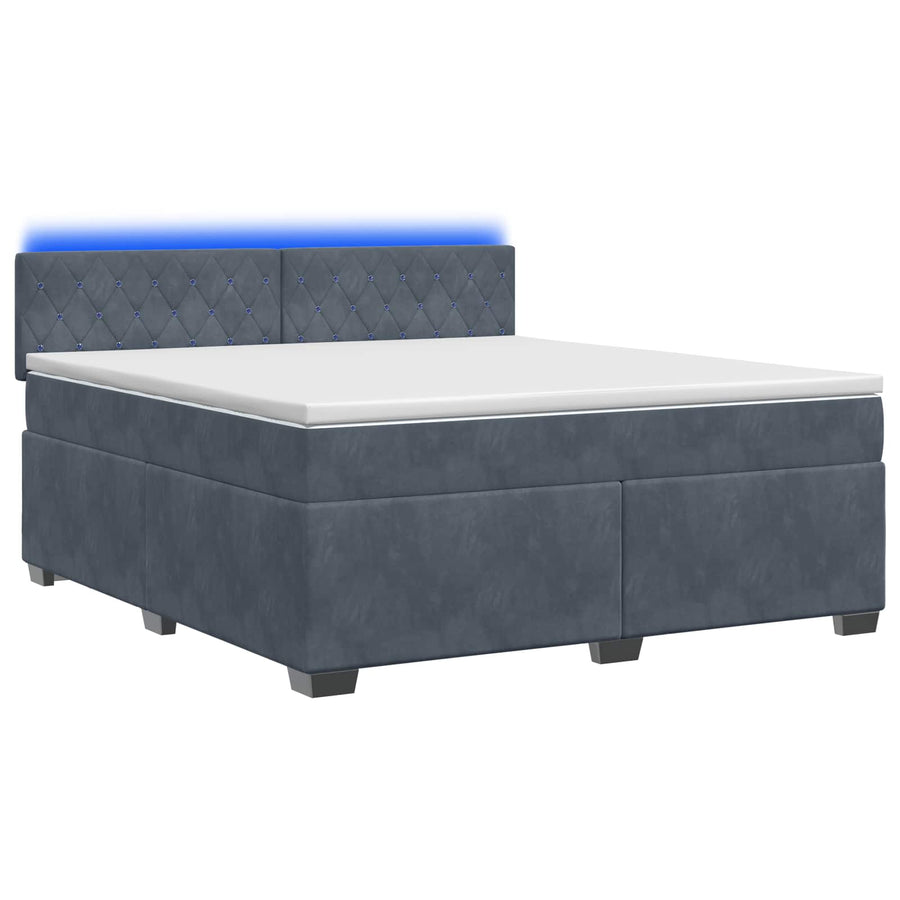 Boxspring Bed met Matras en LED Donkergrijs 180 x 200 cm