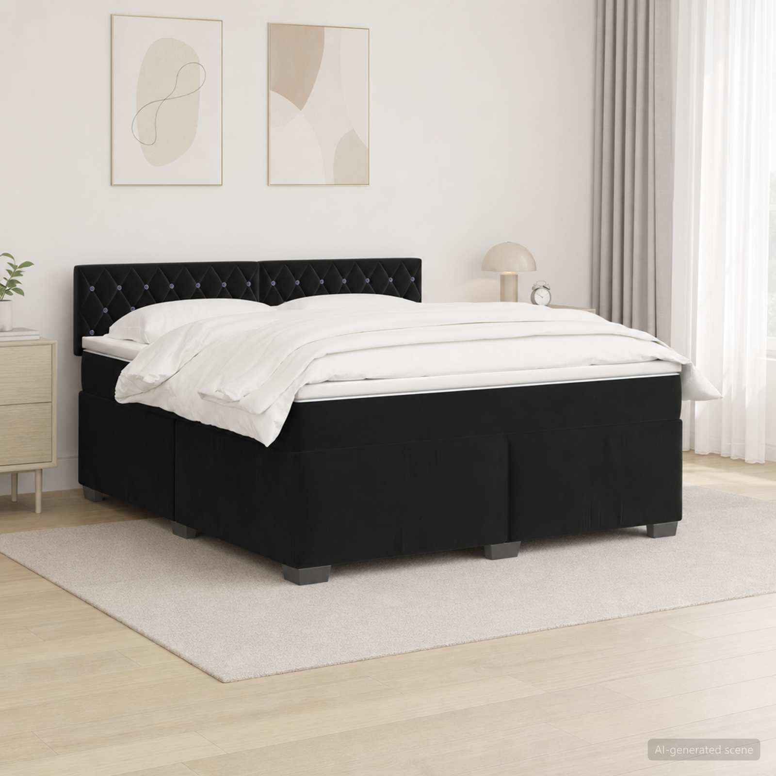 Boxspring Bed met Matras en LED Zwart 140 x 200 cm fluweel