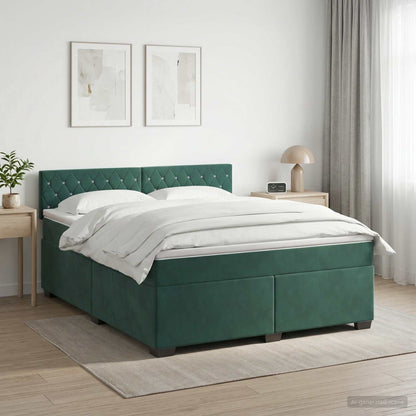 Boxspring Bed met Matras en LED Donkergroen 160 x 200 cm