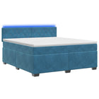 Boxspring bed 180x200 cm blauw met matras LED
