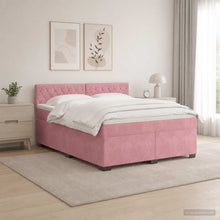 Boxspring Bed met Matras en LED Roze 140 x 200 cm fluweel