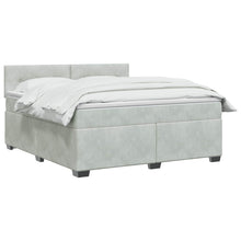 Boxspring Bed met Matras en LED Lichtgrijs 180 x 200 cm fluweel