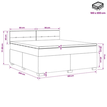 Boxspring Bed met Matras en LED Blauw 180 x 200 cm fluweel