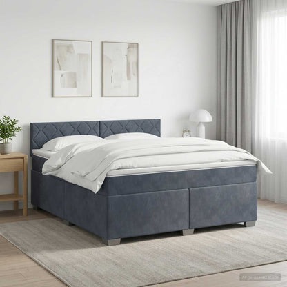 Boxspring Bed met Matras en LED Donkergrijs 140 x 190 cm