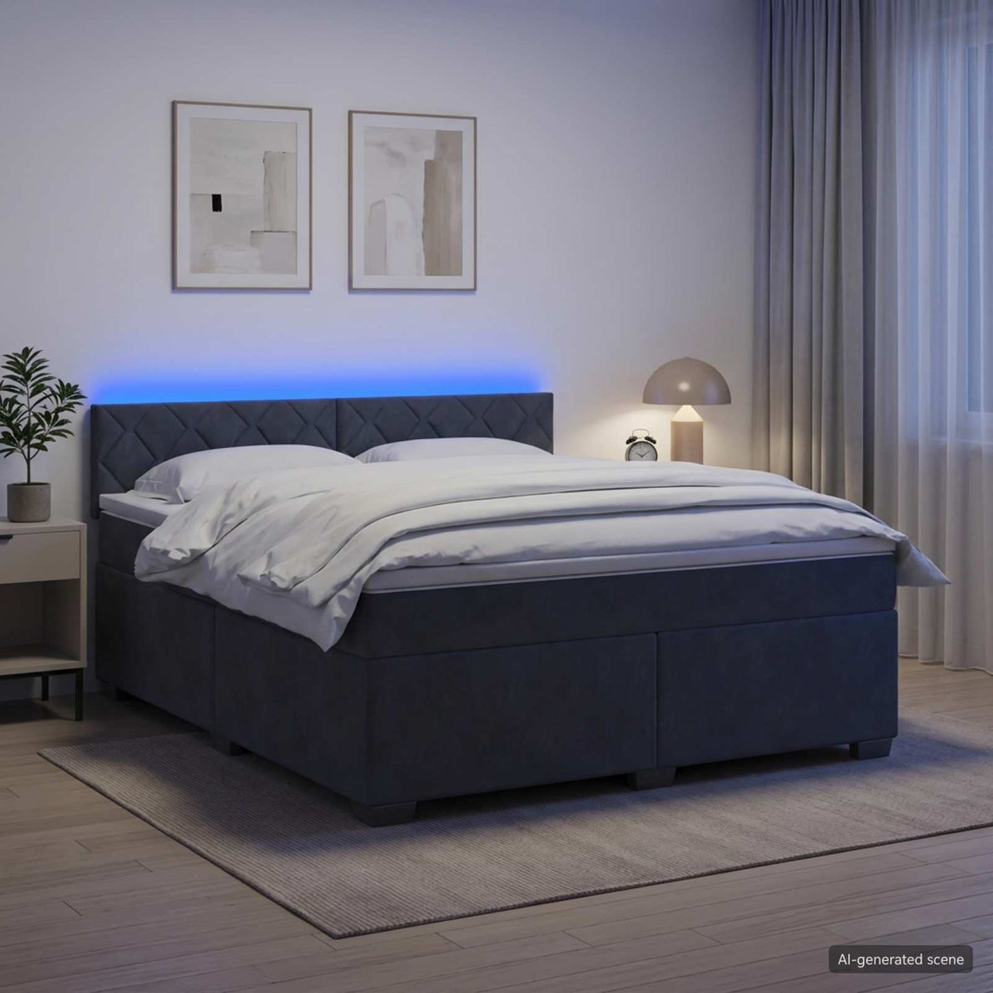 Boxspring Bed met Matras en LED Donkergrijs 180 x 200 cm
