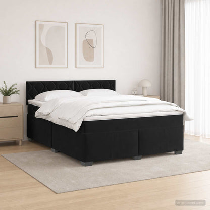 Boxspring Bed met Matras en LED Zwart 180 x 200 cm fluweel
