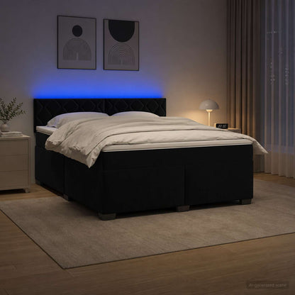Boxspring Bed met Matras en LED Zwart 160 x 200 cm fluweel