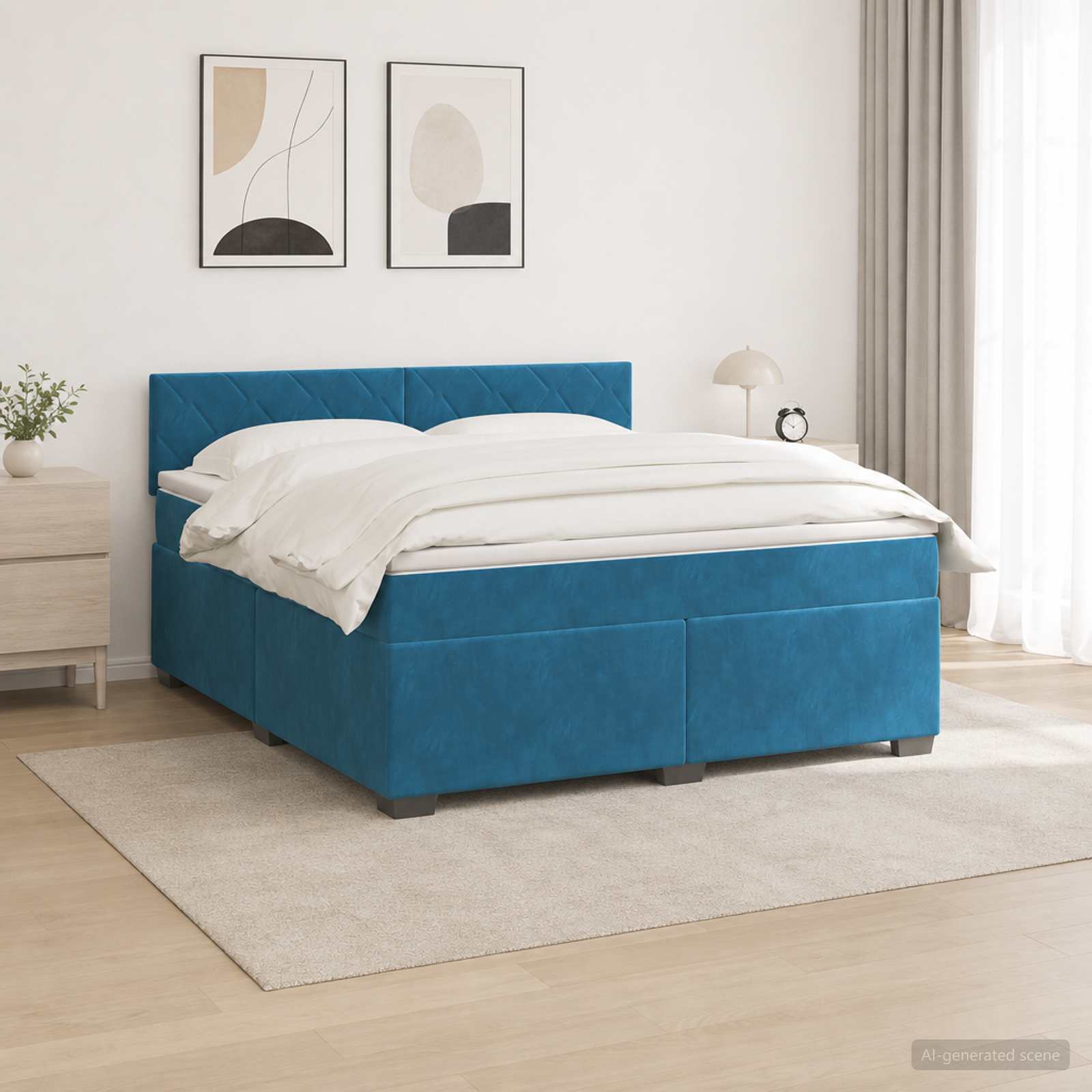 Boxspring Bed met Matras en LED Blauw 140 x 200 cm fluweel