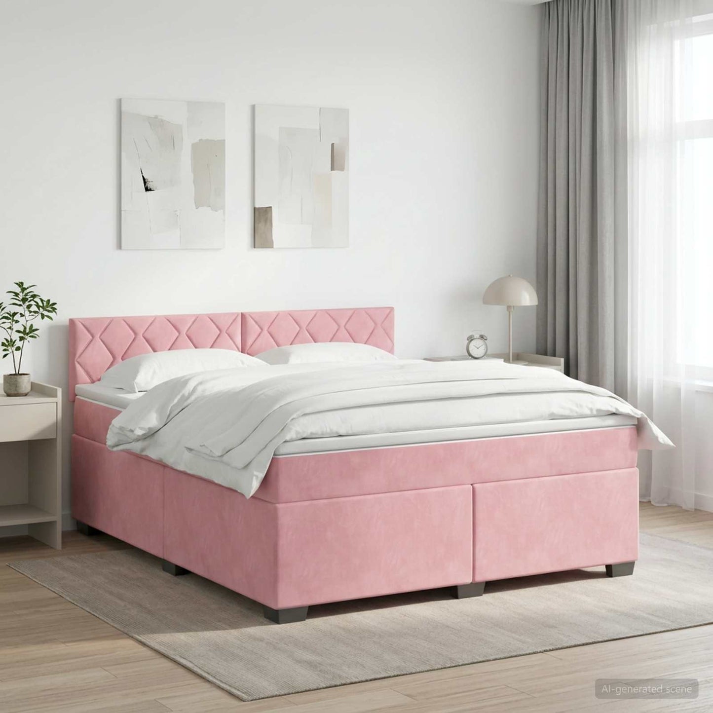 Boxspring Bed met Matras en LED Roze 140 x 200 cm fluweel
