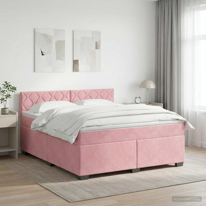 Boxspring Bed met Matras en LED Roze 140 x 200 cm fluweel
