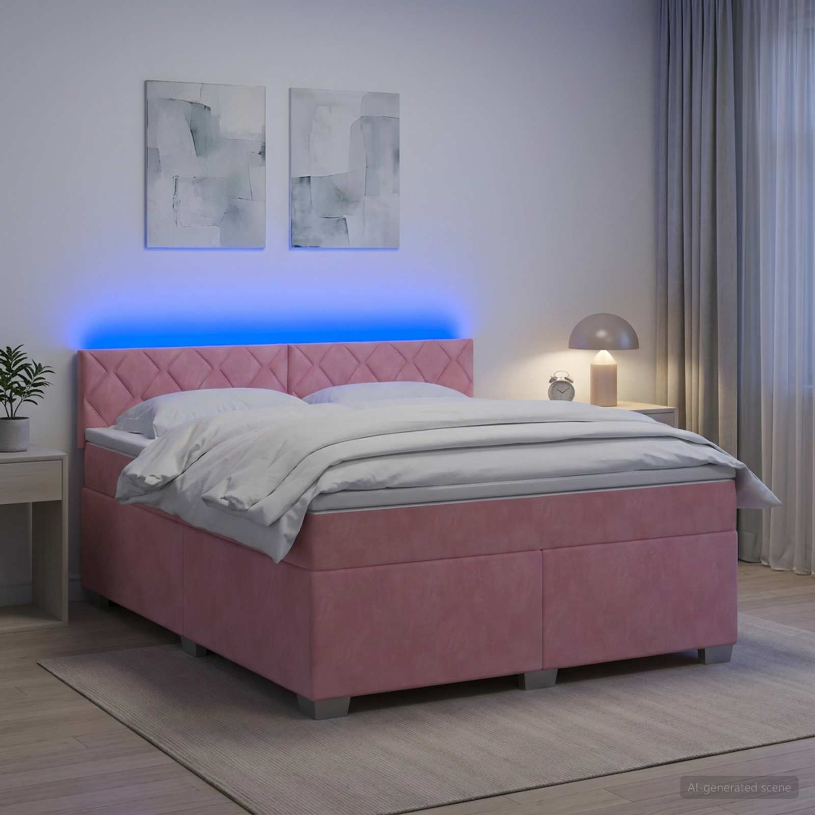 Boxspring Bed met Matras en LED Roze 140 x 200 cm fluweel