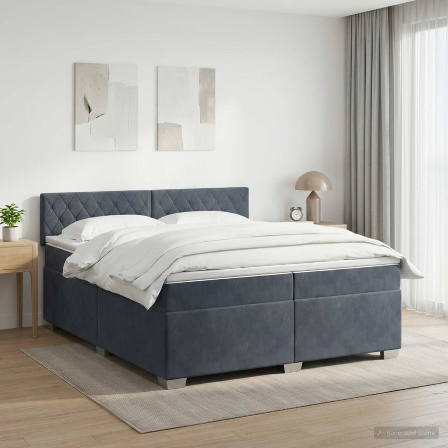Boxspring Bed met Matras en LED Donkergrijs 200 x 200 cm