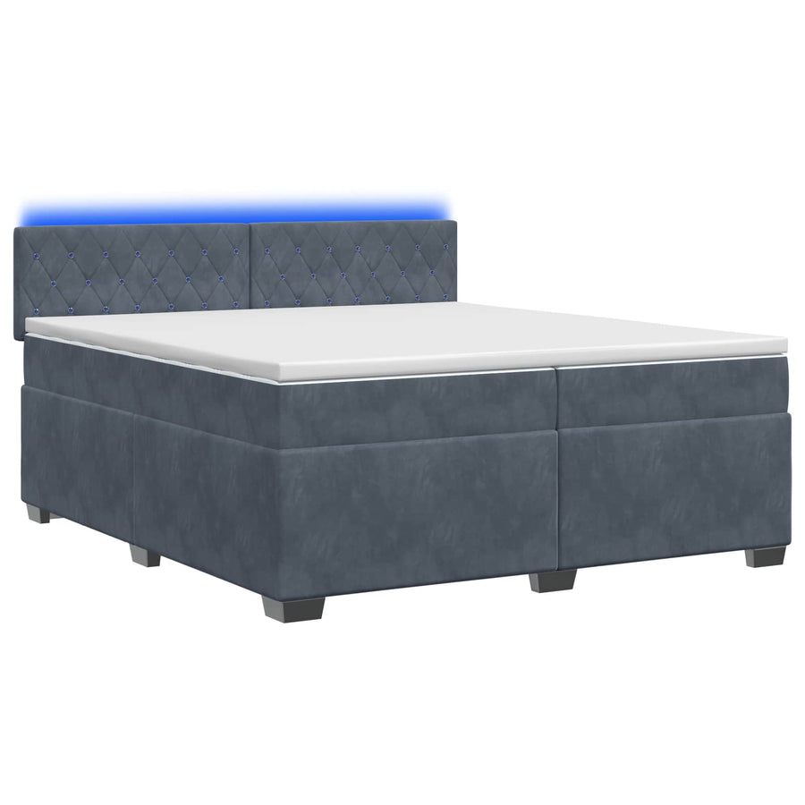 Boxspring Bed met Matras en LED Donkergrijs 200 x 200 cm