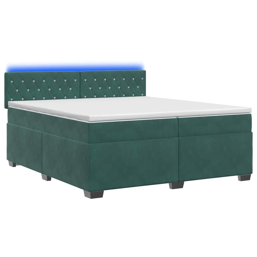 Boxspring Bed met Matras en LED Donkergroen 200 x 200 cm