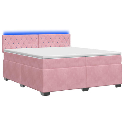 Boxspring Bed met Matras en LED Roze 200 x 200 cm fluweel