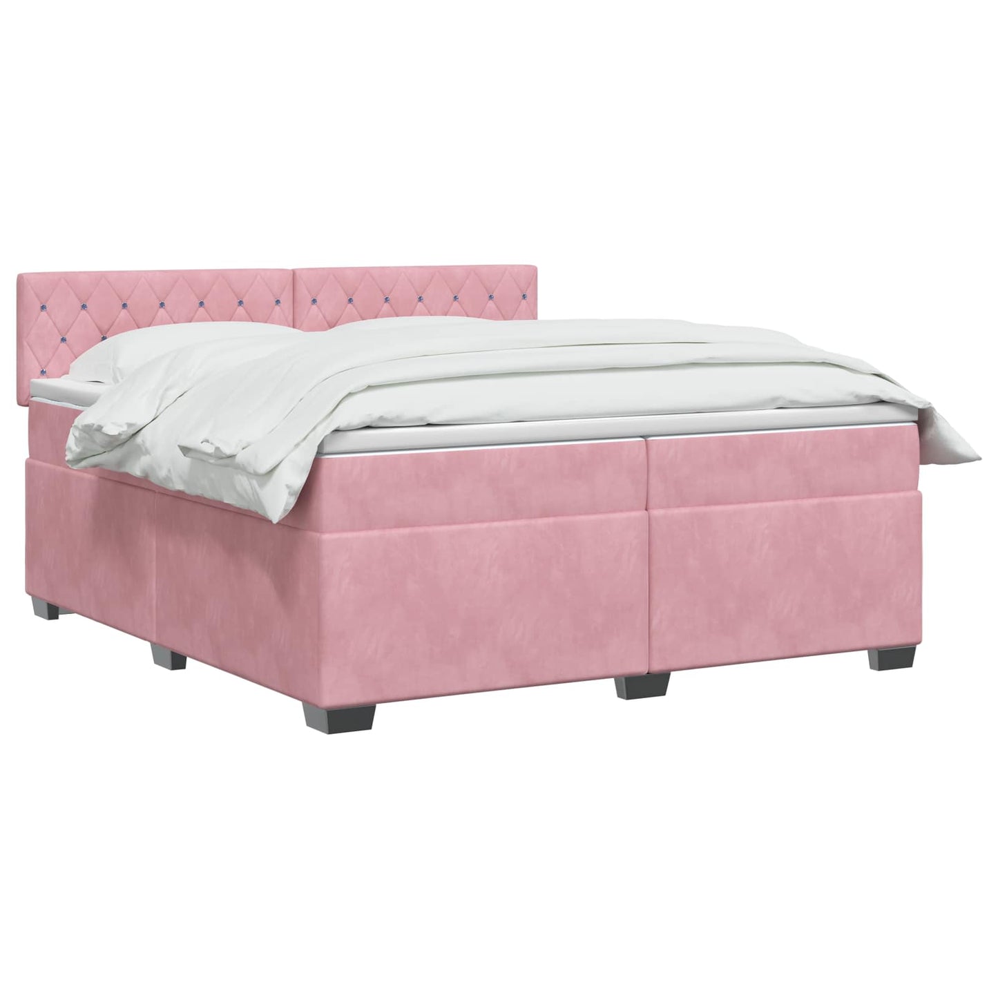Boxspring Bed met Matras en LED Roze 200 x 200 cm fluweel