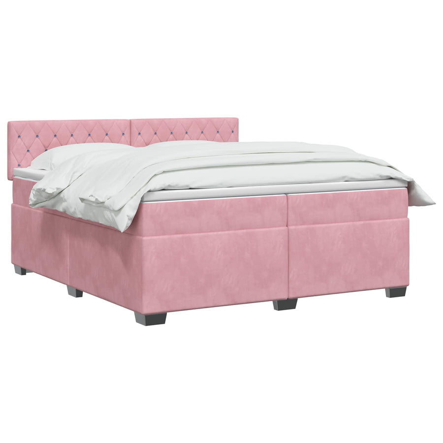 Boxspring Bed met Matras en LED Roze 200 x 200 cm fluweel