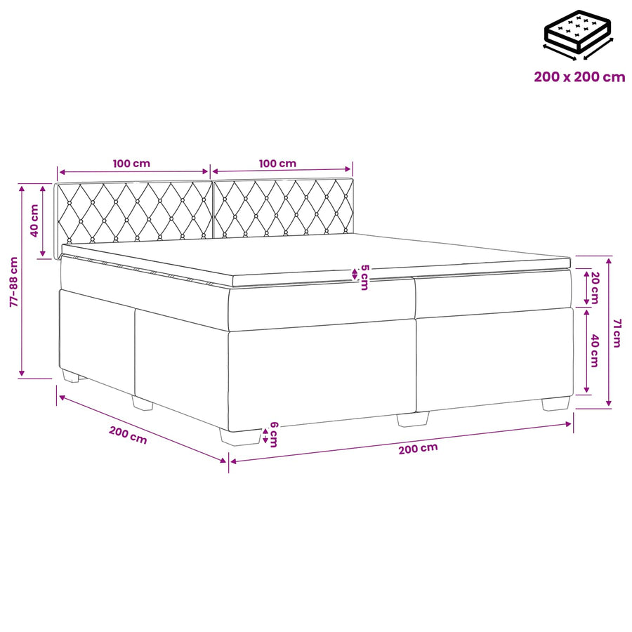 Boxspring Bed met Matras en LED Roze 200 x 200 cm fluweel