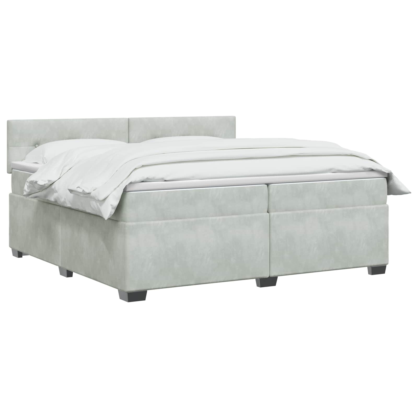Boxspring Bed met Matras en LED Lichtgrijs 200 x 200 cm fluweel
