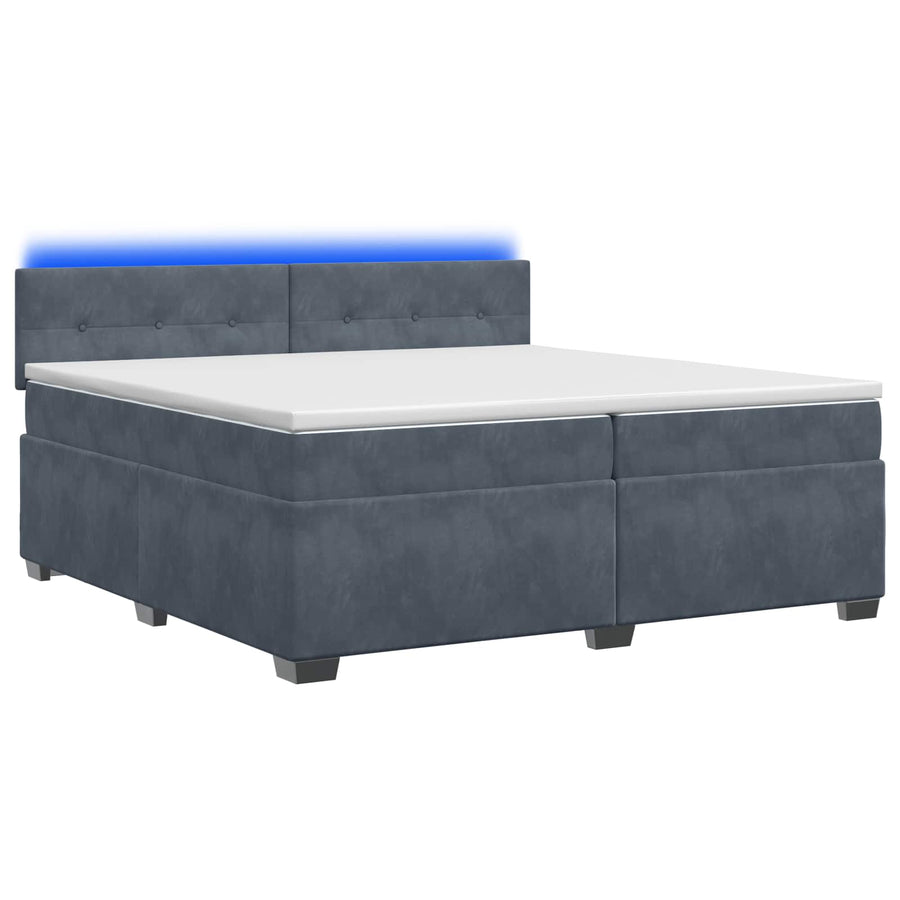 Boxspring Bed met Matras en LED Donkergrijs 200 x 200 cm