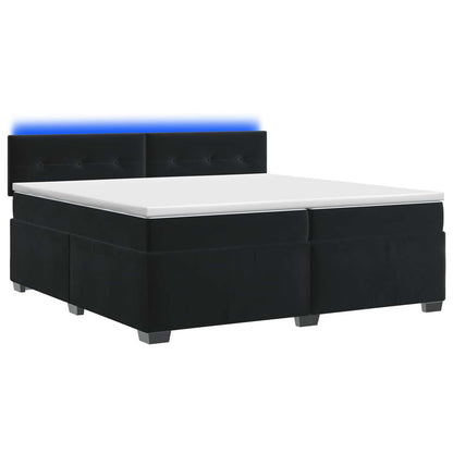 Boxspring Bed met Matras en LED Zwart 200 x 200 cm fluweel