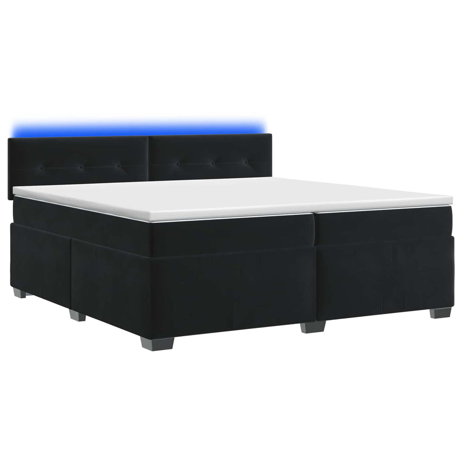 Boxspring Bed met Matras en LED Zwart 200 x 200 cm fluweel
