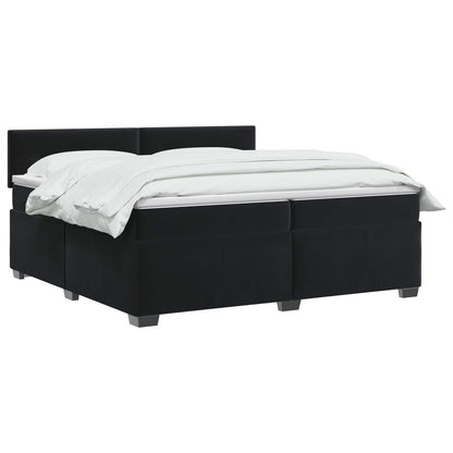 Boxspring Bed met Matras en LED Zwart 200 x 200 cm fluweel