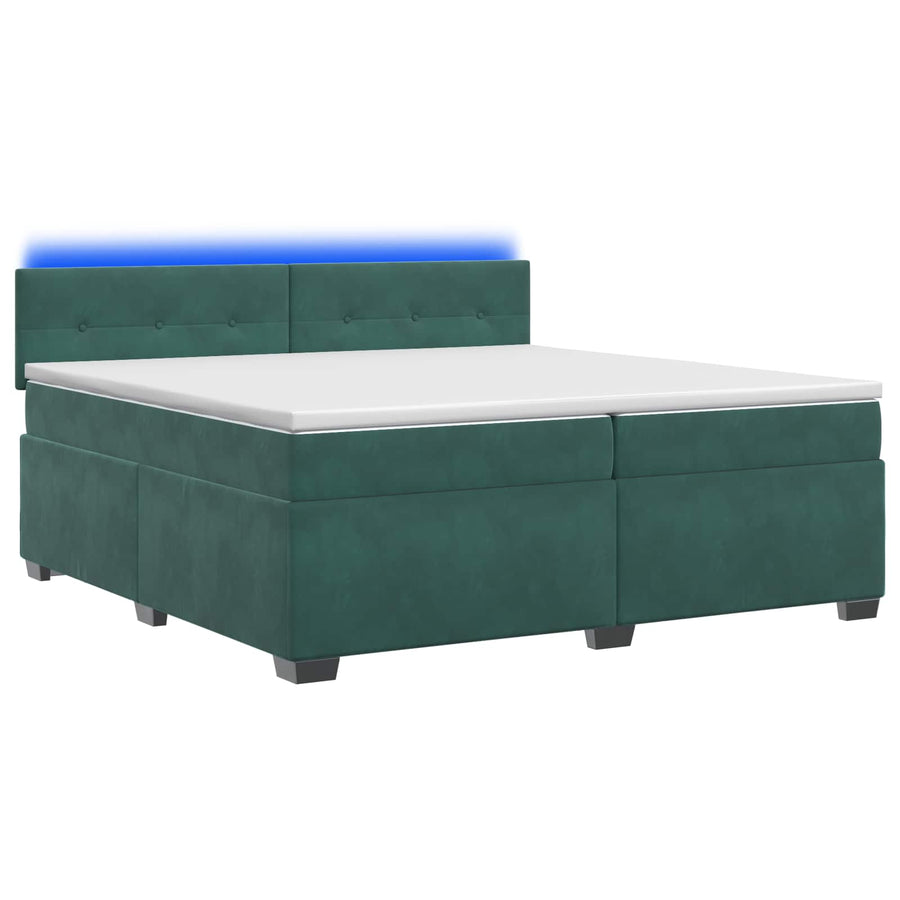 Boxspring Bed met Matras en LED Donkergroen 200 x 200 cm