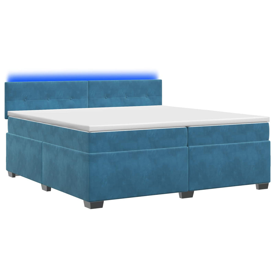Boxspring Bed met Matras en LED Blauw 200 x 200 cm fluweel