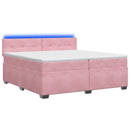 Boxspring Bed met Matras en LED Roze 200 x 200 cm fluweel