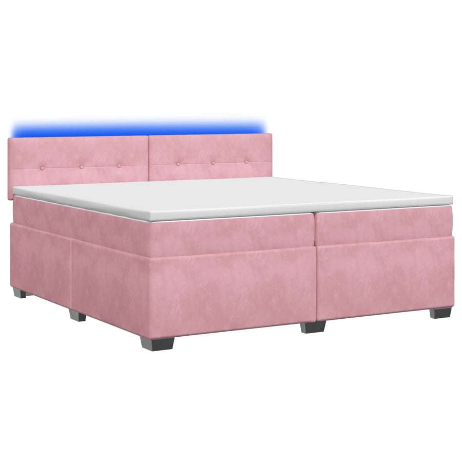 Boxspring Bed met Matras en LED Roze 200 x 200 cm fluweel