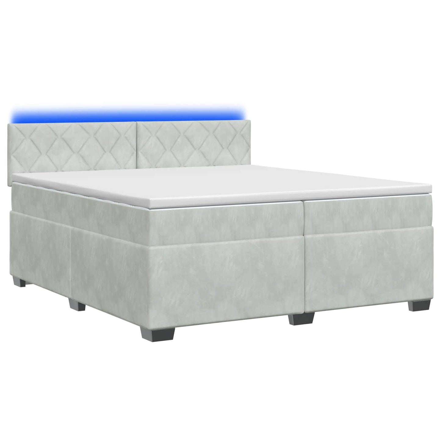 Boxspring Bed met Matras en LED Lichtgrijs 200 x 200 cm fluweel