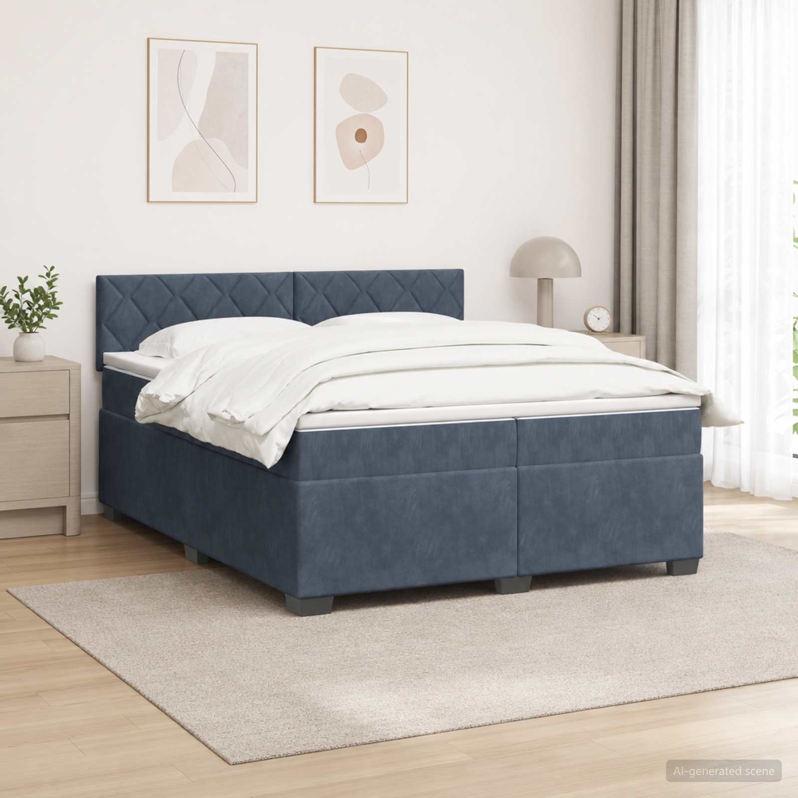 Boxspring Bed met Matras en LED Donkergrijs 200 x 200 cm