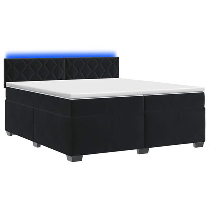 Boxspring Bed met Matras en LED Zwart 200 x 200 cm fluweel
