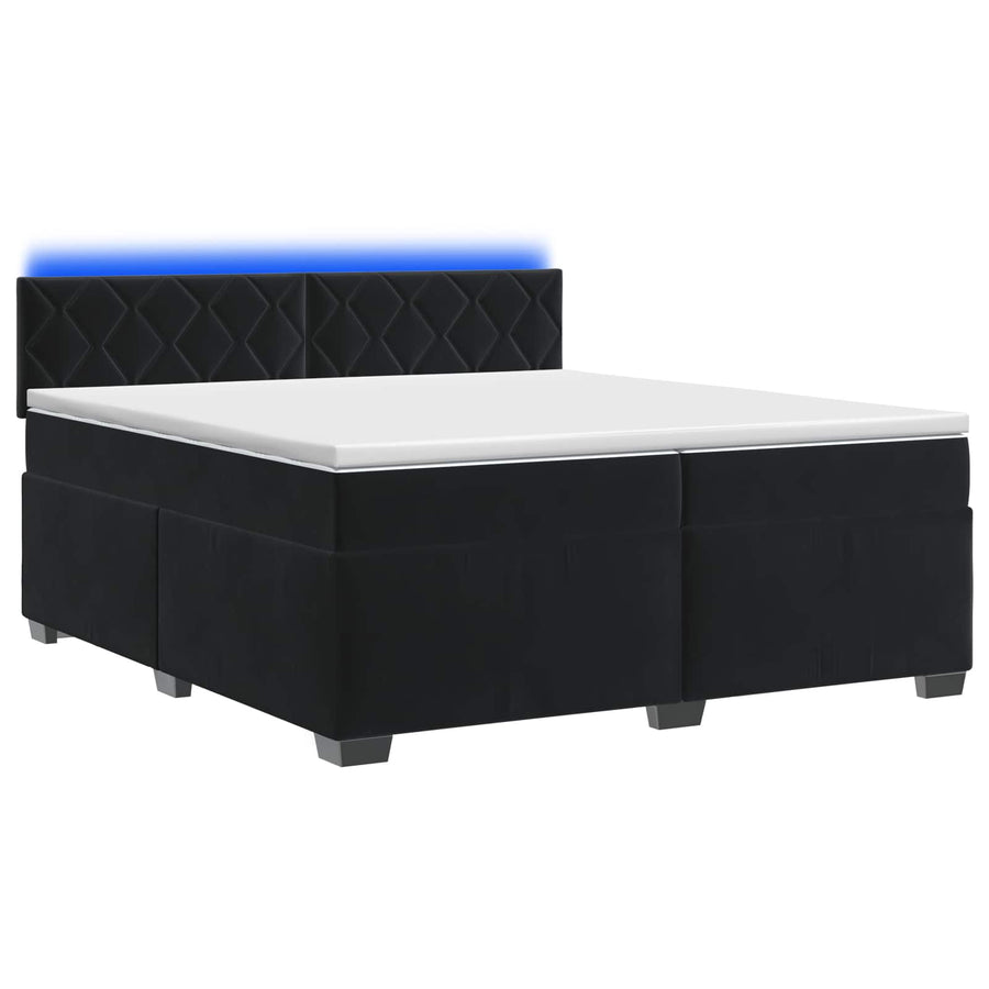 Boxspring Bed met Matras en LED Zwart 200 x 200 cm fluweel