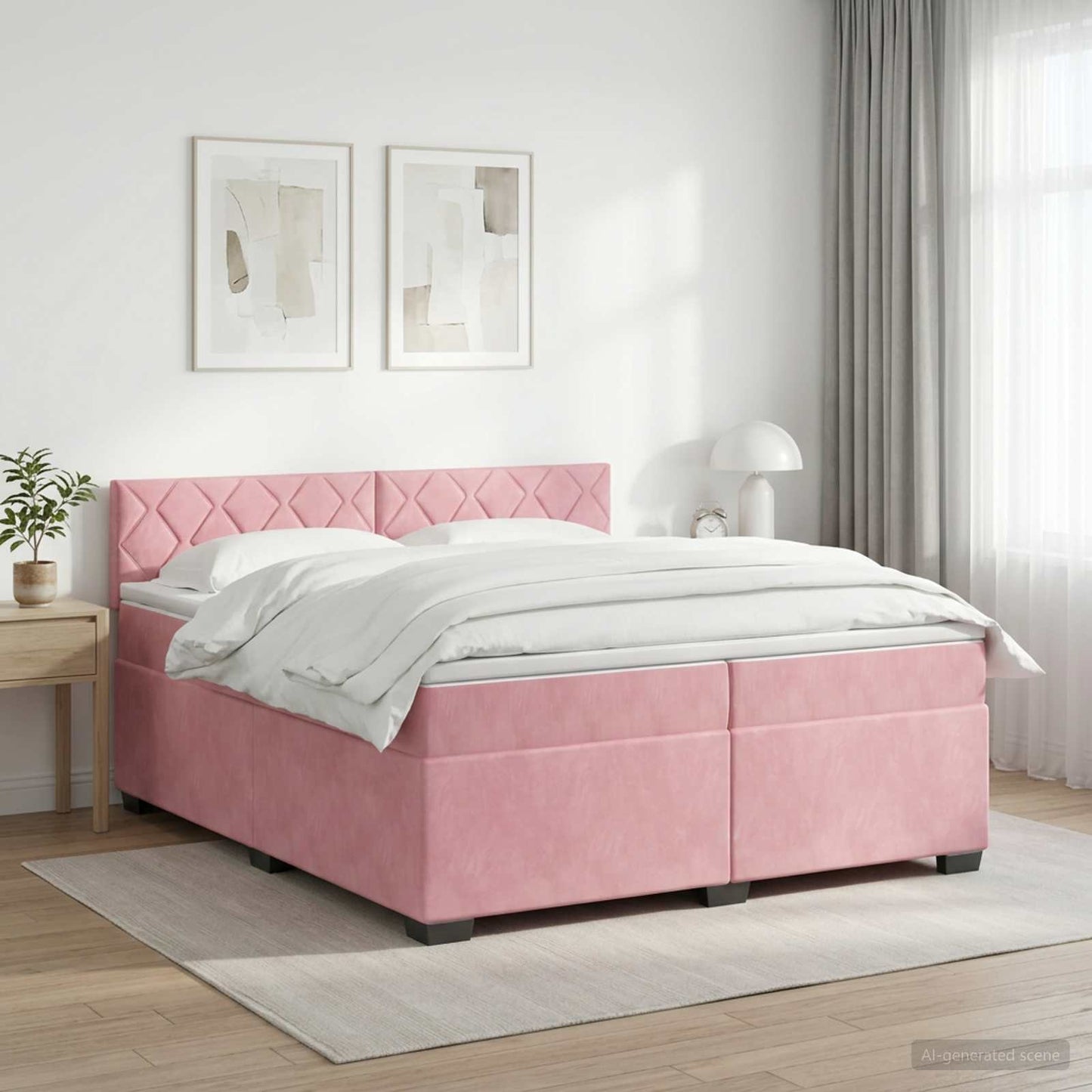 Boxspring Bed met Matras en LED Roze 200 x 200 cm fluweel