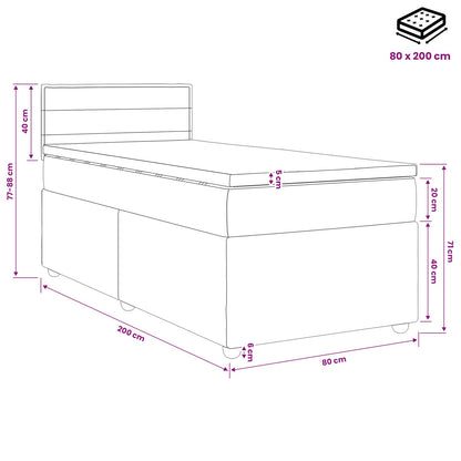 Boxspringbed met matras met hoofdeinde Zwart 80 x 200 cm Stof